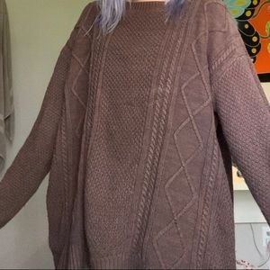 Long Oversized BDG Maroon/Brown Knit Sweater